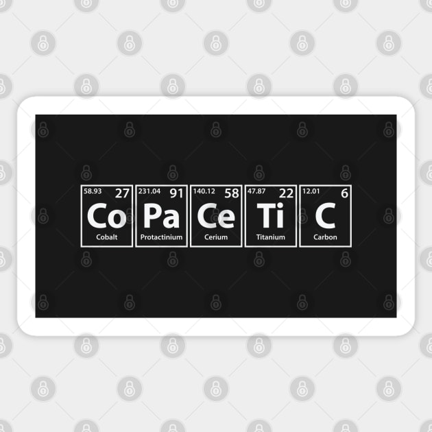 Copacetic (Co-Pa-Ce-Ti-C) Periodic Elements Spelling Sticker by cerebrands